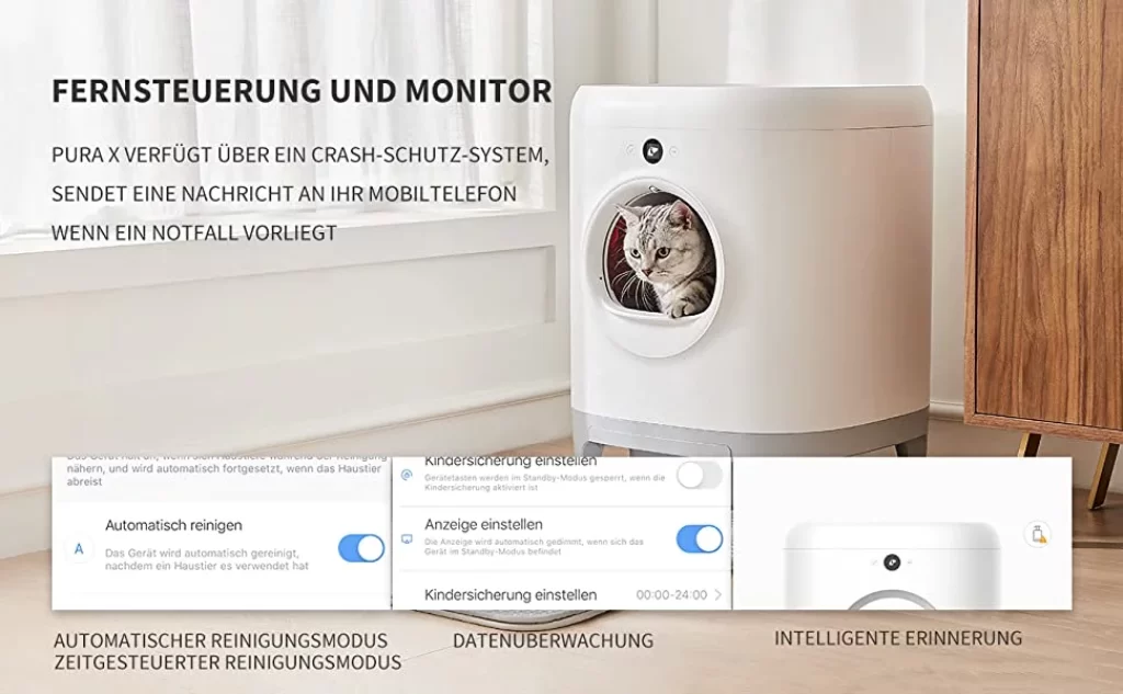 Petkit Pura X smarte selbstreinigende Katzentoilette App Steuerung und Überwachung